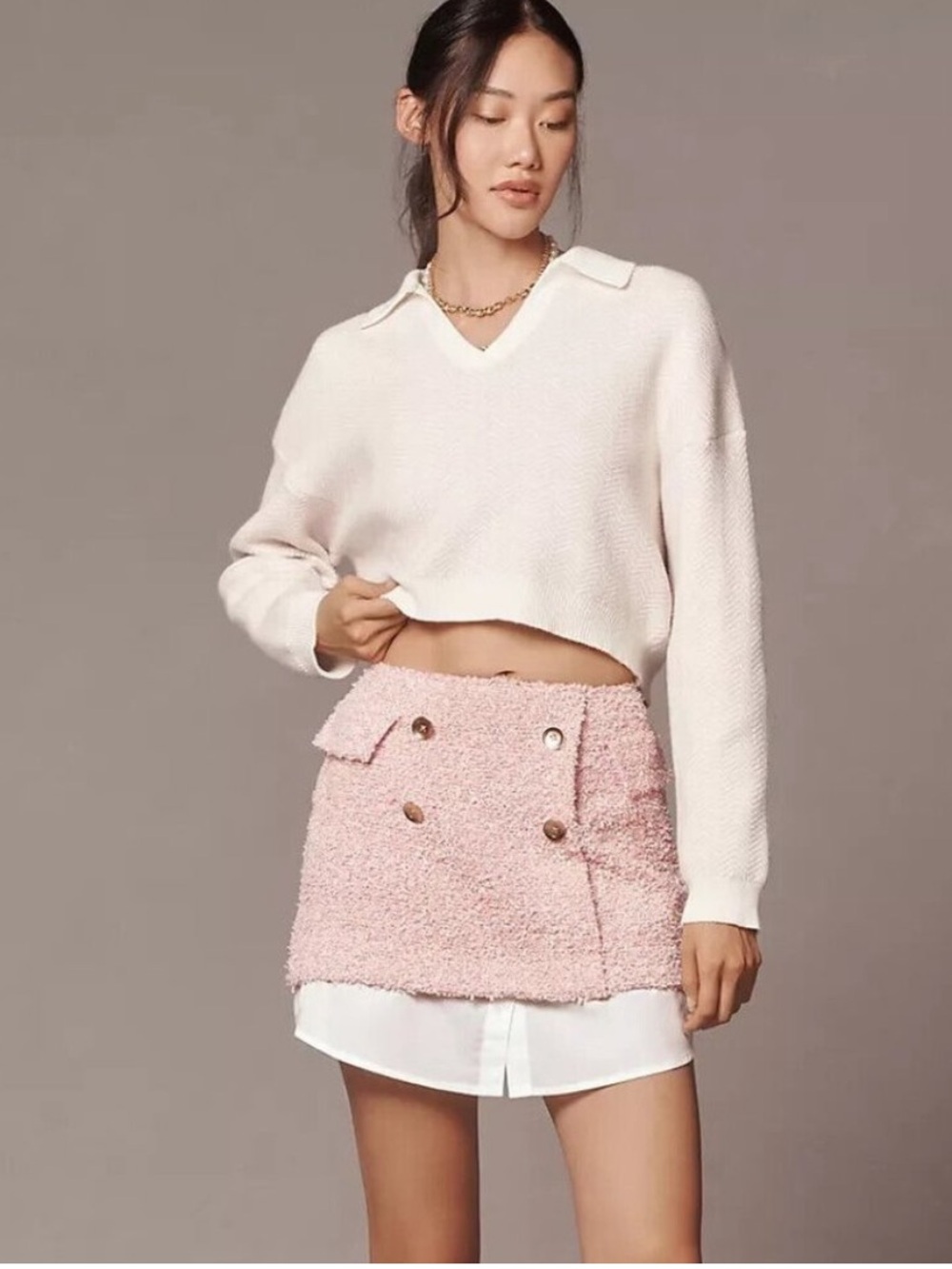 Anthropologie Maeve Tweed Mini Skirt Pink 6